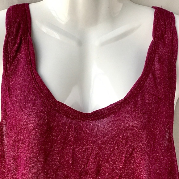 Free People Asymmetrical Plum Sparkle Tank Top, SM - Picture 6 of 7